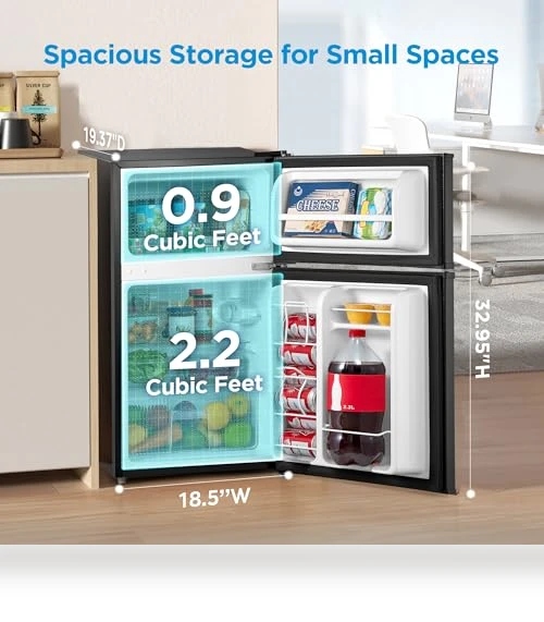 Double Door Mini Fridge with Freezer — Mini Fridges, Midea