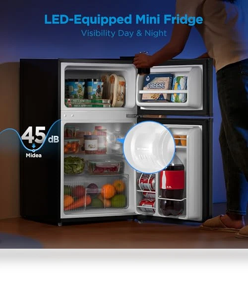 Double Door Mini Fridge with Freezer — Mini Fridges, Midea