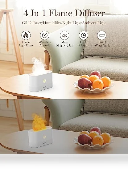 Essential Oil Diffuser and Humidifier with Flame Light — Diffusers, Aegci