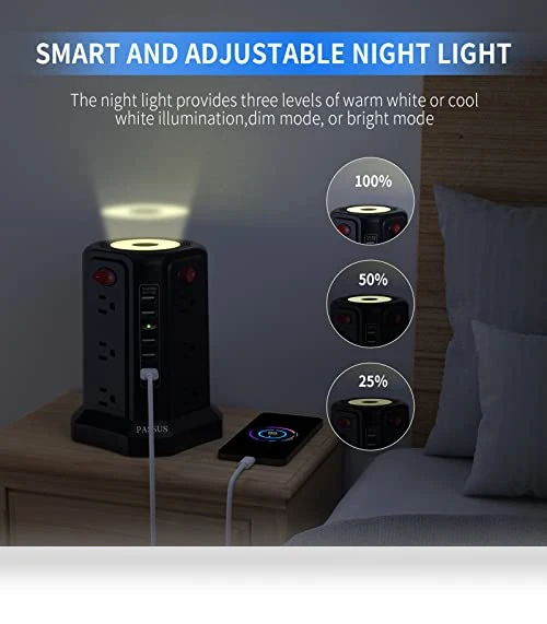 Surge Protector Power Strip Tower — Power Solutions & Surge Protection, PASSUS