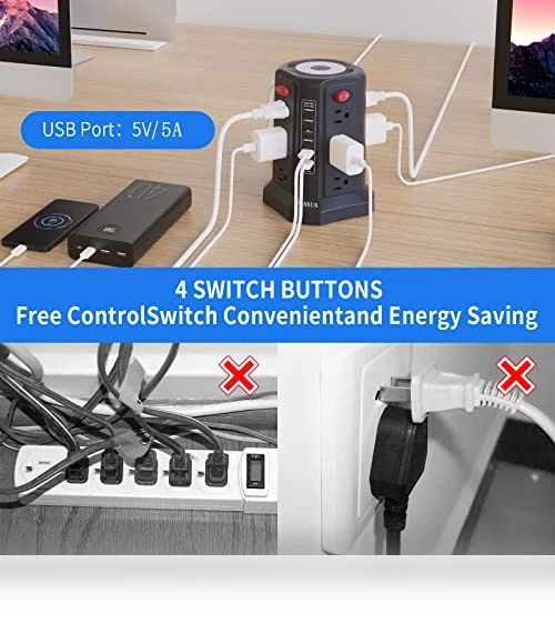 Surge Protector Power Strip Tower — Power Solutions & Surge Protection, PASSUS
