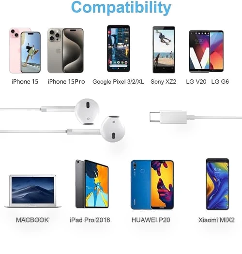USB C Headphones Wired — In-Ear Headphones, Toperson
