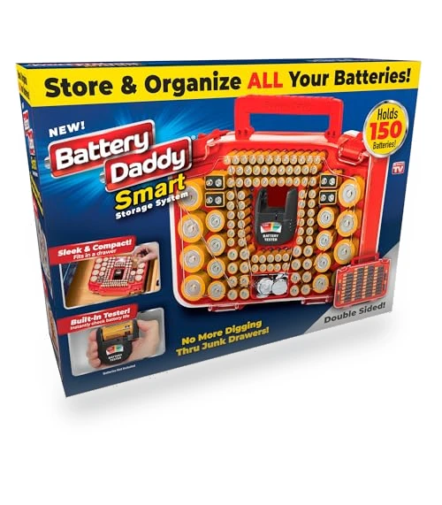 Battery Organizer Storage Case with Tester — Holders, Ontel