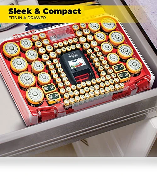Battery Organizer Storage Case with Tester — Holders, Ontel