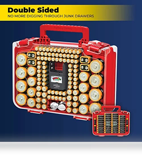 Battery Organizer Storage Case with Tester — Holders, Ontel
