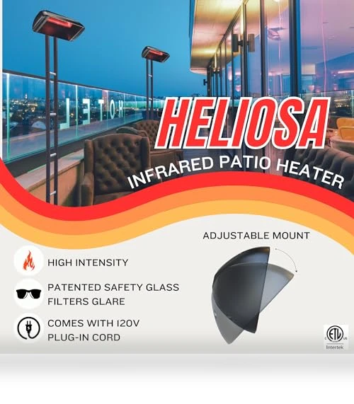 Black Infrared Electric Outdoor Patio Heater — Patio Heaters, Heliosa