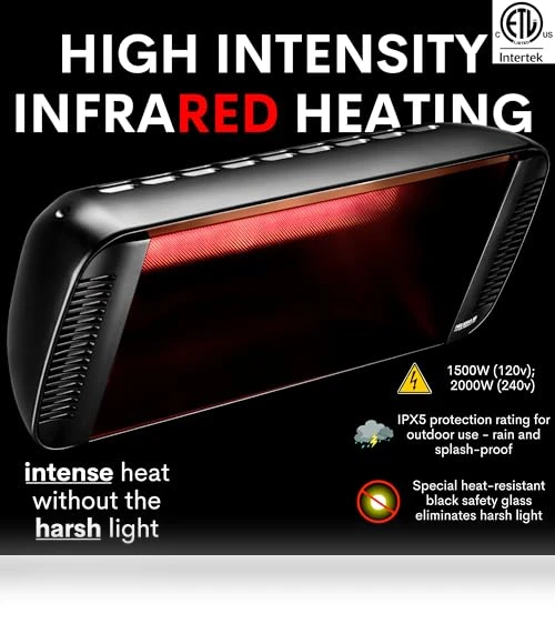 Black Infrared Electric Outdoor Patio Heater — Patio Heaters, Heliosa