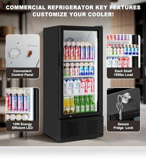 Commercial Beverage Refrigerator and Cooler with Glass Door — Drink Coolers, ECEVT