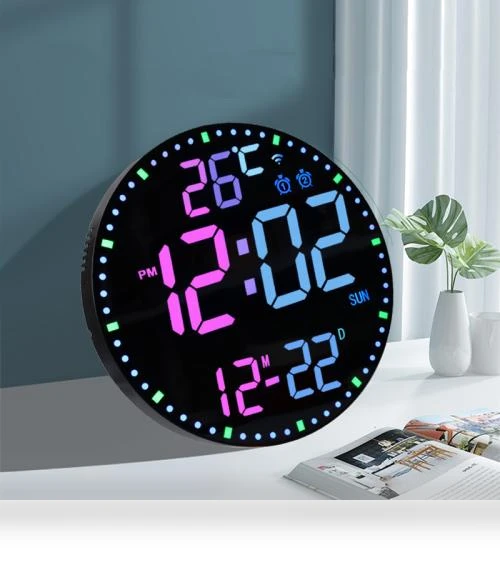 Digital Wall Clock with RGB Light — Alarms & Clocks