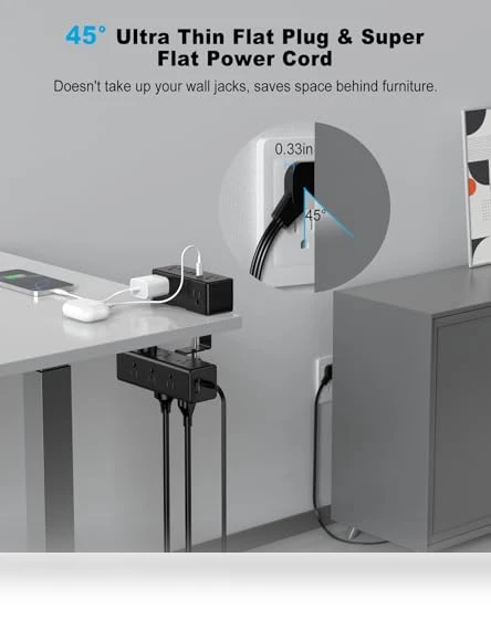 Dual Layer Desk Clamp Power Strip — Power Solutions & Surge Protection, VILONG