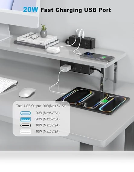 Dual Layer Desk Clamp Power Strip — Power Solutions & Surge Protection, VILONG