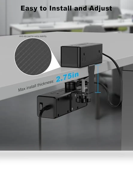 Dual Layer Desk Clamp Power Strip — Power Solutions & Surge Protection, VILONG