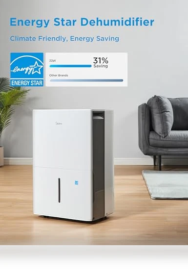 Energy Star Certified Dehumidifier — Air Moisture Control, Midea