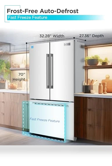 French Door Refrigerator with Built-in Ice Maker — Cooling Solutions, BLACK+DECKER