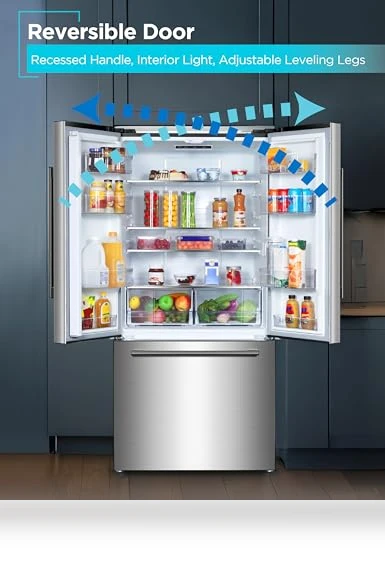 French Door Refrigerator with Built-in Ice Maker — Cooling Solutions, BLACK+DECKER