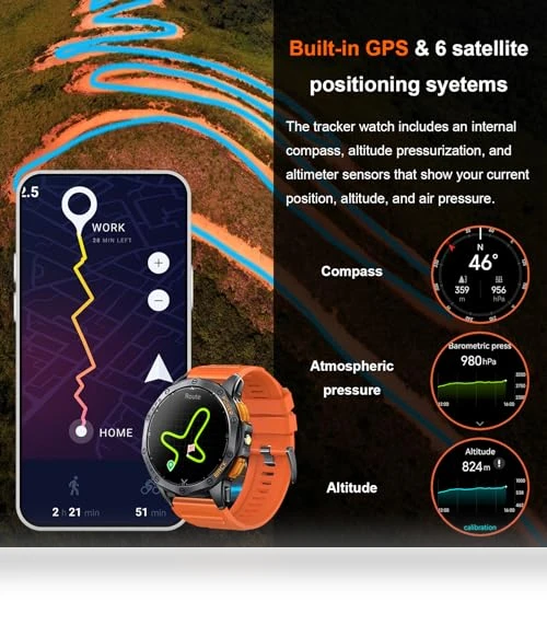Military Smart Watch with GPS and Flashlight — Smartwatches, Tiwain