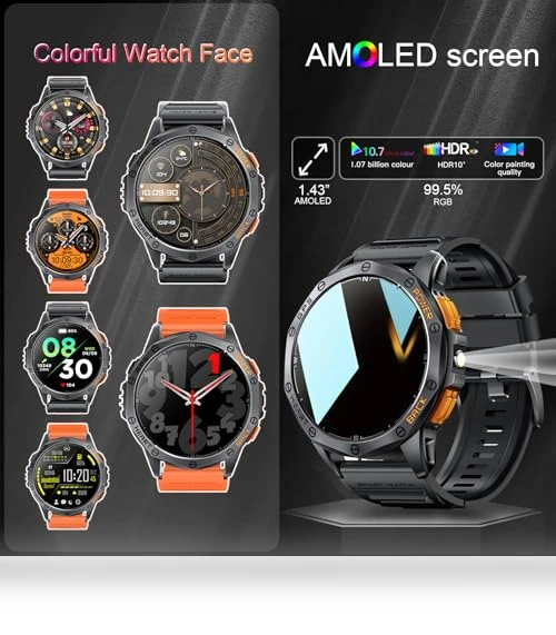 Military Smart Watch with GPS and Flashlight — Smartwatches, Tiwain