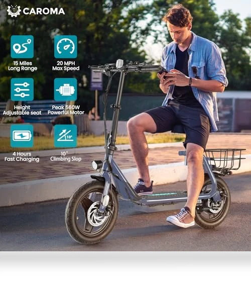 Peak 560W Electric Scooter with Seat — Push Scooters, Caroma