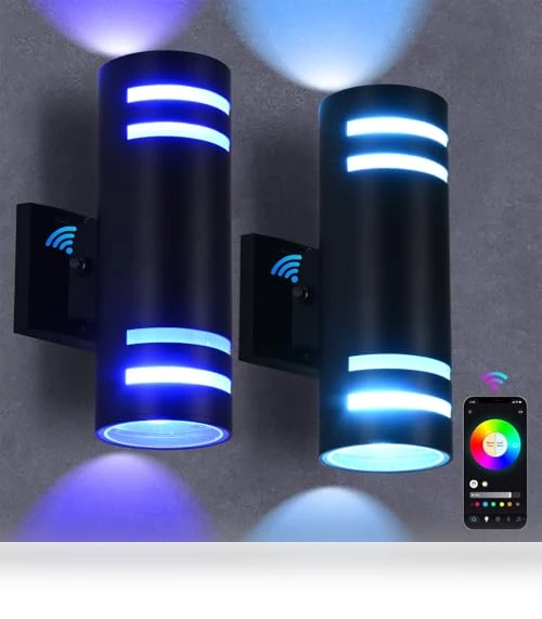 Smart Color Changing Outdoor Wall Sconce — Garden Illumination, futxnziey