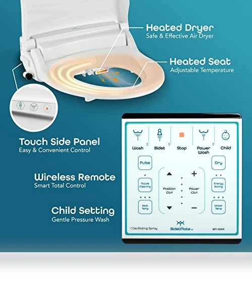 Smart Toilet Seat with Heated Water and Warm Air Dryer — Bathroom Essentials, BidetMate