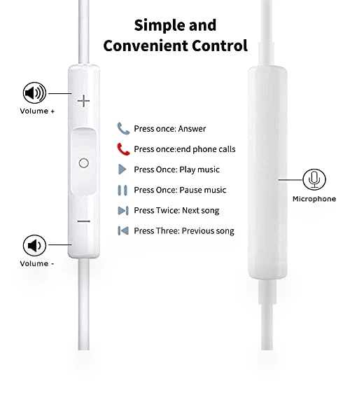 Wired Headphones Earbuds with Microphone — In-Ear Headphones, Feefuzz