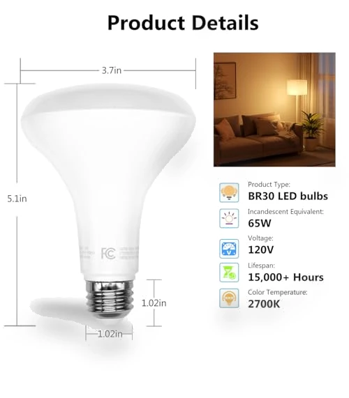 12 Pack BR30 LED Bulbs — LED, dalattin