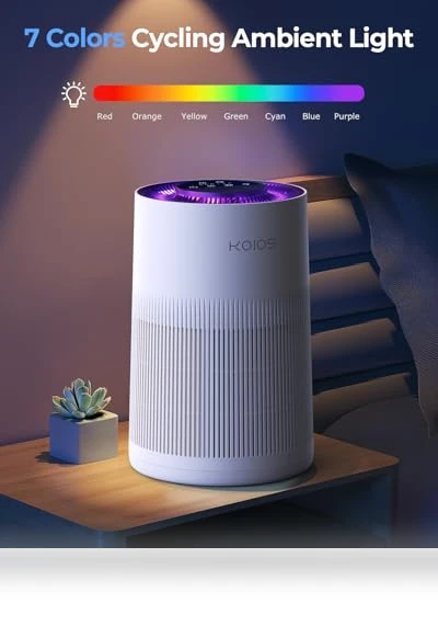 H13 True HEPA Air Purifier with Aromatherapy and Colorful Lights — Activated Carbon Air Purifiers, KOIOS