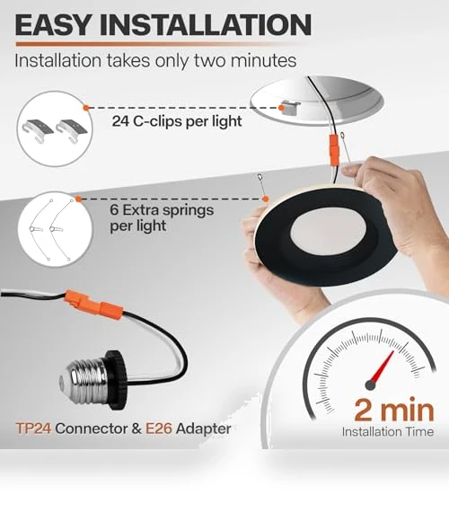 LED Can Lights with Night Light — Recessed Lighting, POWERASIA