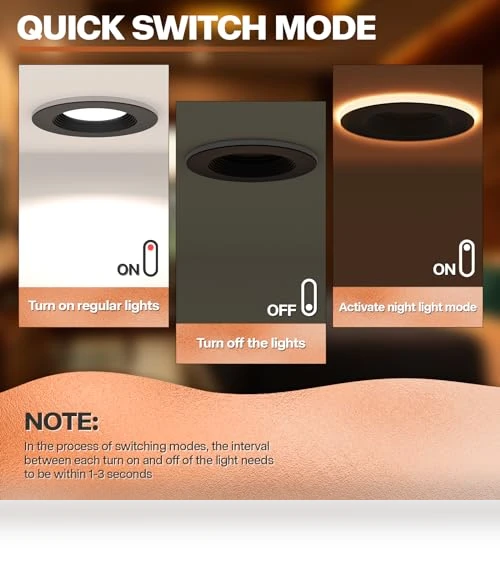 LED Can Lights with Night Light — Recessed Lighting, POWERASIA