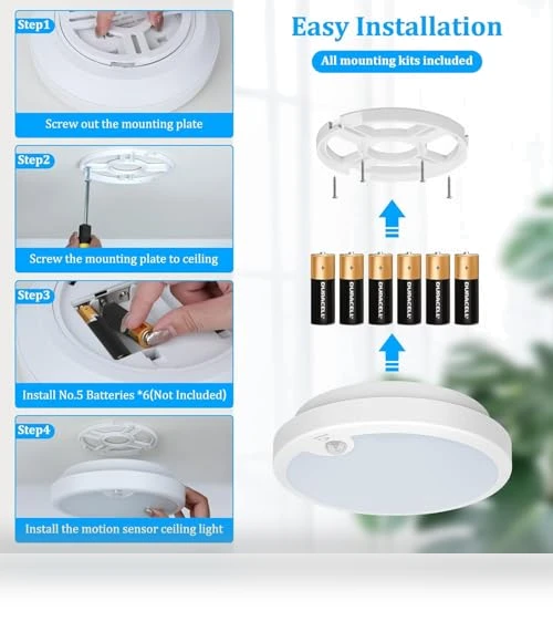 Motion Sensor LED Ceiling Light — Overhead Lighting, Brightever