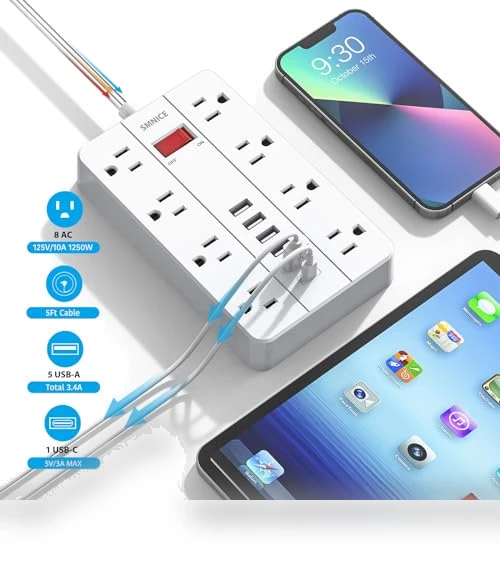 Power Strip with USB and Surge Protector — Power Solutions & Surge Protection, smnice