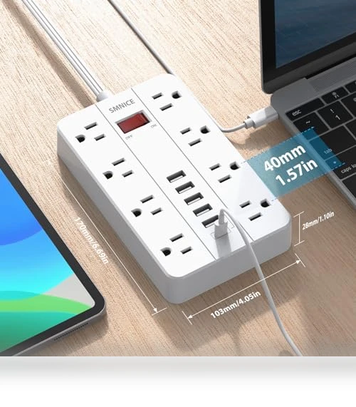 Power Strip with USB and Surge Protector — Power Solutions & Surge Protection, smnice