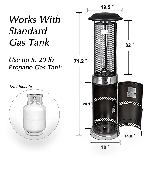 Stainless Steel Standing Propane Patio Heater — Heater Parts, BALI OUTDOORS