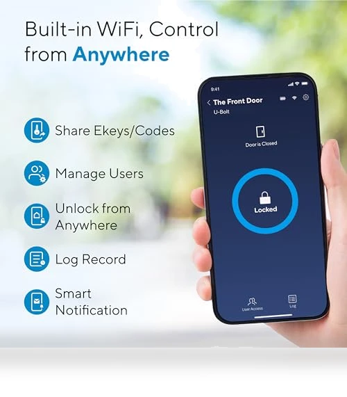 U-Bolt WiFi Smart Lock with Door Sensor — Smart Home Security, ULTRALOQ