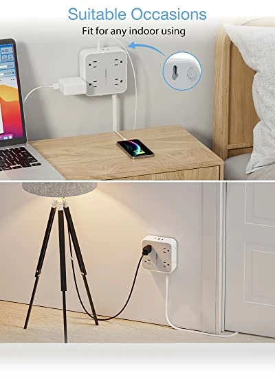 Flat Plug Power Strip Surge Protector — Power Solutions & Surge Protection, TESSAN