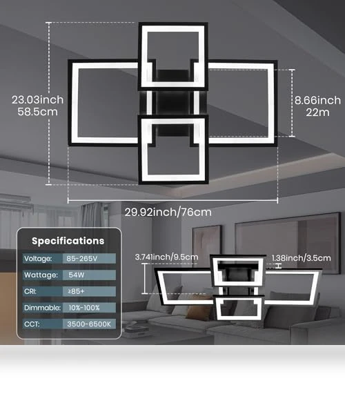 Square LED Flush Mount Ceiling Light — Overhead Lighting, EIDISUNY