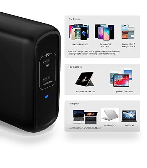 Two-Port GaN Wall Charger — Chargers, Amazon
