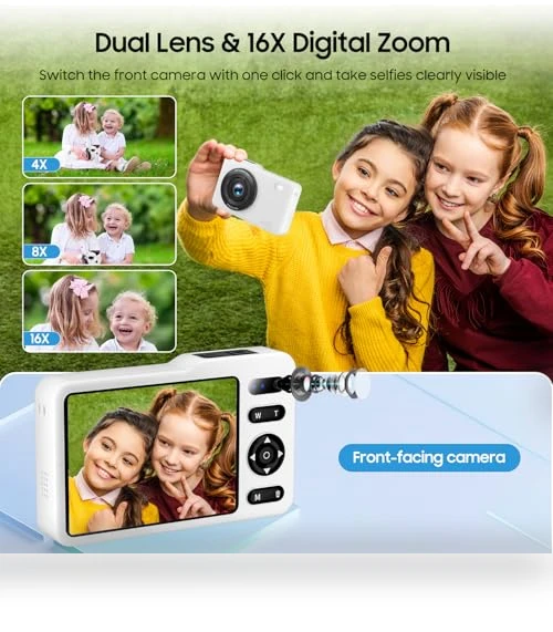 64MP FHD Dual Lens Autofocus Point and Shoot Digital Camera — Compact Digital Cameras, TZZPL