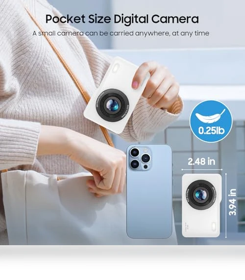 64MP FHD Dual Lens Autofocus Point and Shoot Digital Camera — Compact Digital Cameras, TZZPL