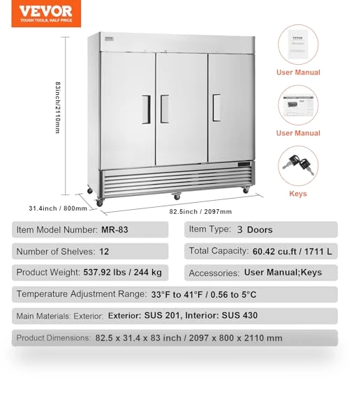 Commercial Refrigerator — Drink Coolers, VEVOR