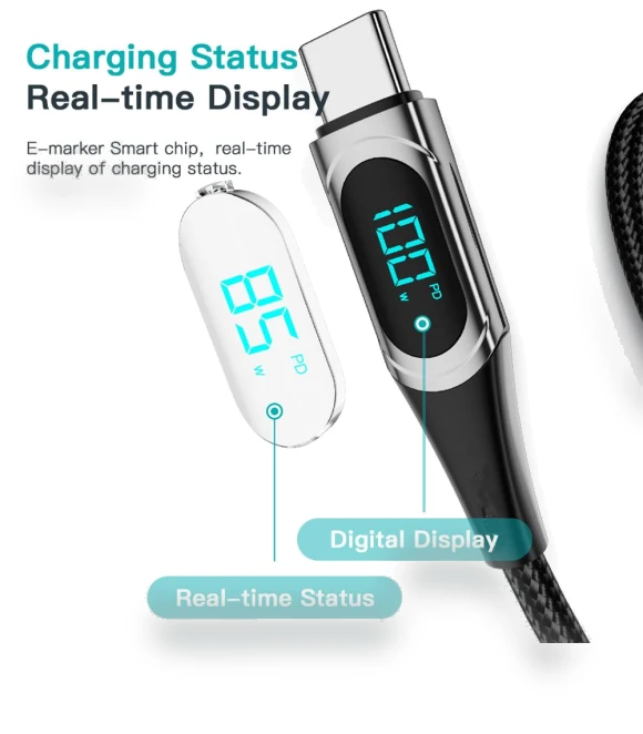 Type C to Type C Cable with Smart LED Display — Cables, loverapple