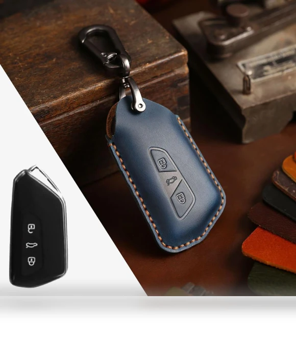 Genuine Leather Smart Car Key Cover — Clothing, Auto Parts Decorate