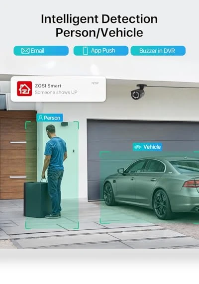 16CH Security Camera System with AI Human Vehicle Detection — Smart Home Security, ZOSI