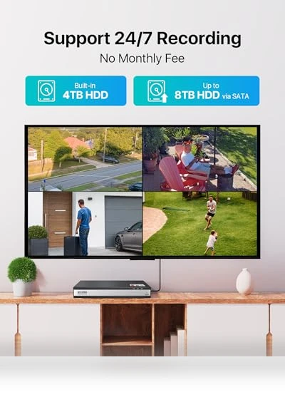 16CH Security Camera System with AI Human Vehicle Detection — Smart Home Security, ZOSI