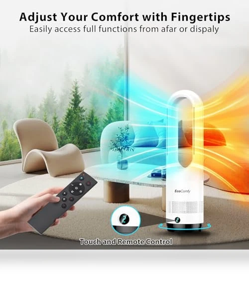 Bladeless Tower Fan with Heater Combo — Stand Fans, Ecocomfy