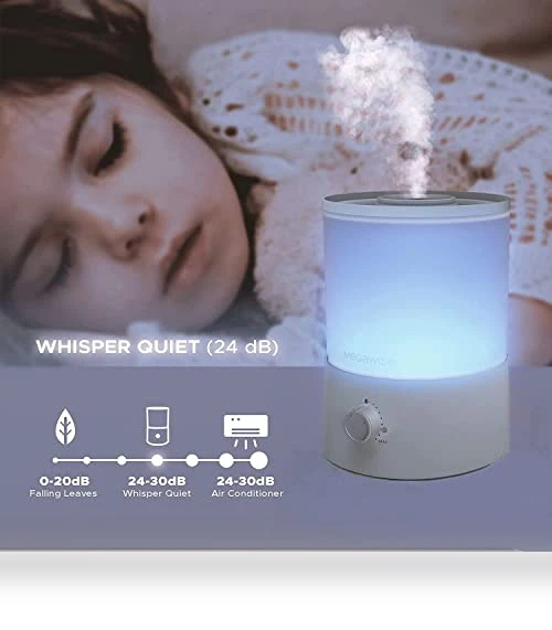 Cool Mist Humidifier with Top Refill and Night Light — Air Moisturizers, MEGAWISE