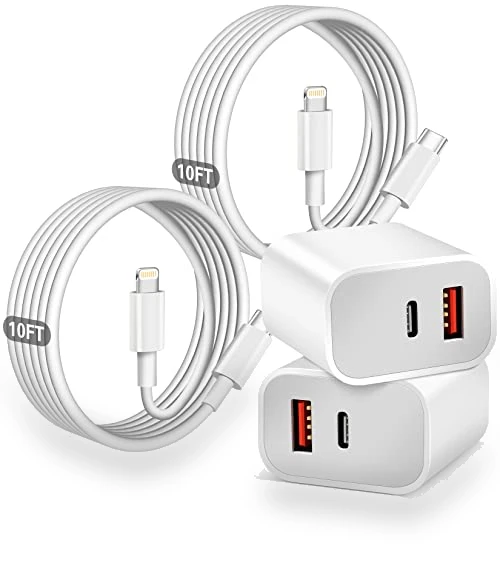 Dual Port Fast Charger with 10FT USB-C to Lightning Cable — Chargers, Shenzhen Liuri Technology Co.,Ltd.