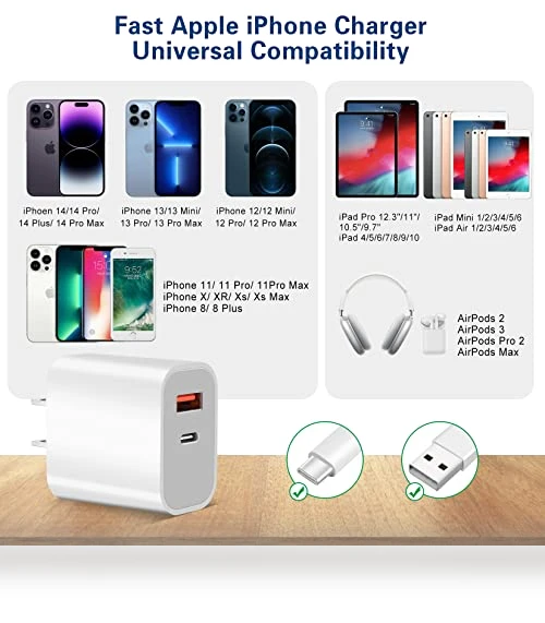 Dual Port Fast Charger with 10FT USB-C to Lightning Cable — Chargers, Shenzhen Liuri Technology Co.,Ltd.