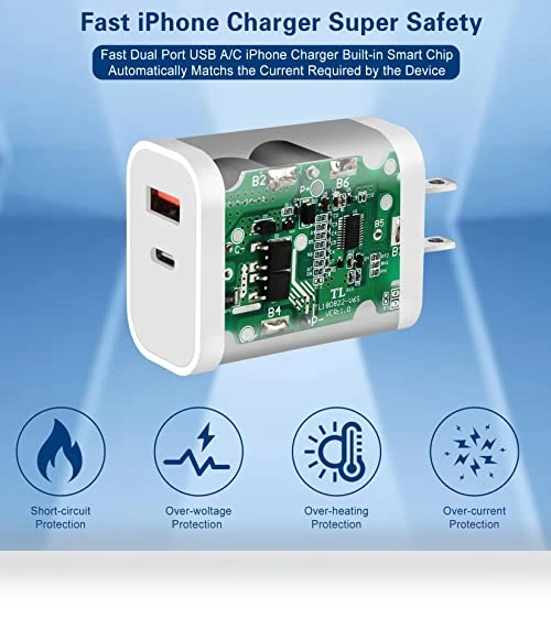 Dual Port Fast Charger with 10FT USB-C to Lightning Cable — Chargers, Shenzhen Liuri Technology Co.,Ltd.