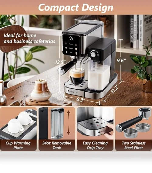 Espresso and Cappuccino Machine — Coffee & Espresso Combos, Tesslux